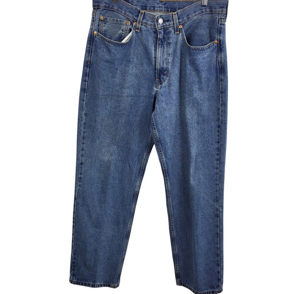 Levis 550 Jeans Mens 34x32 Relaxed Fit Medium Wash Blue Denim Classic Red Tab